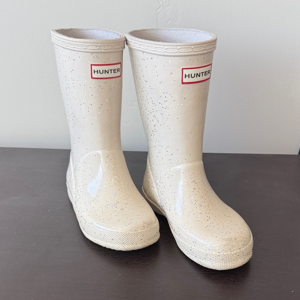 Hunter Kids Beige Sparkle Rain Boots